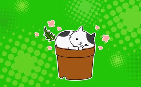 鉢の上でくつろぐ猫のオリジナルキャラクター